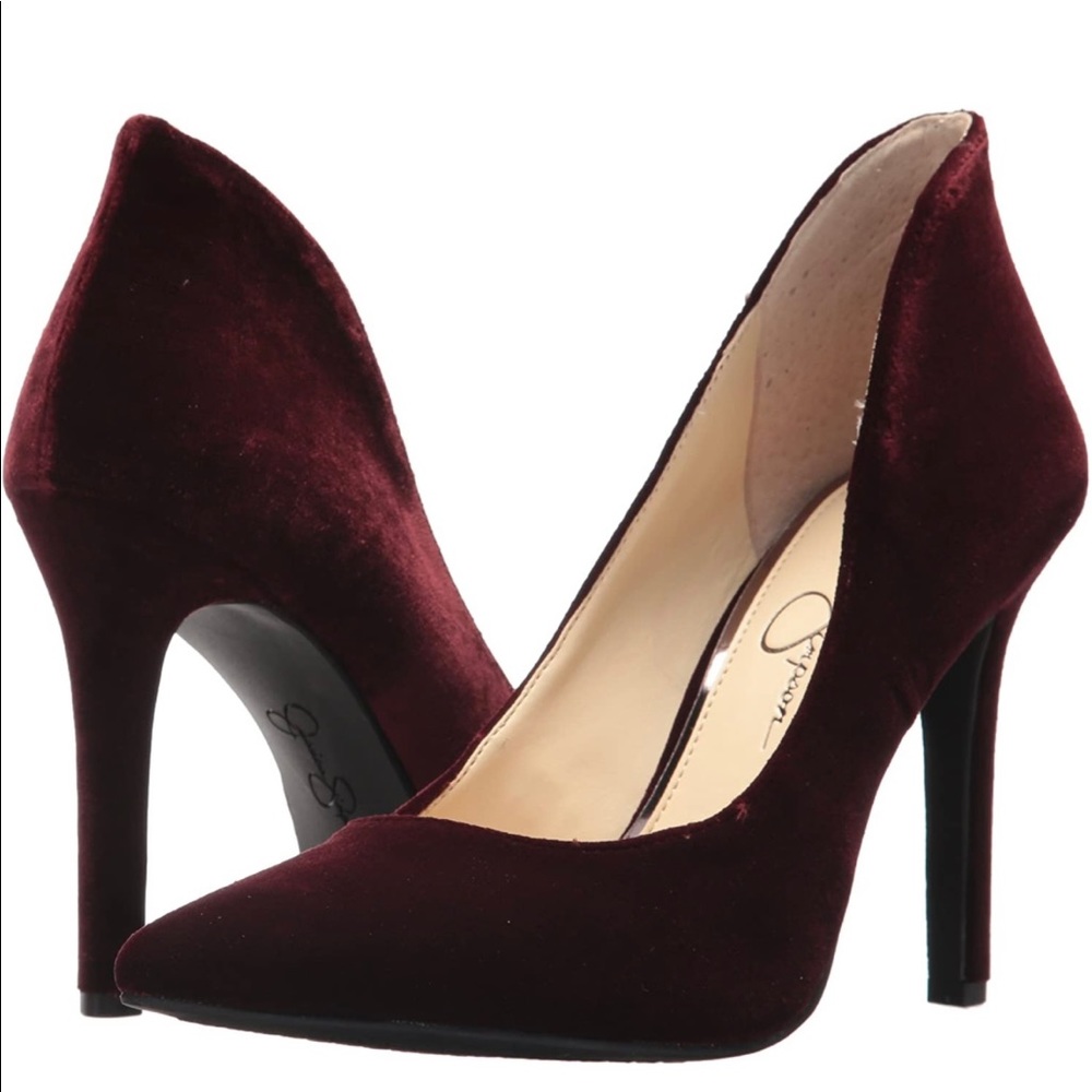 Jessica Simpson Cambredge Rogue Noir velvet heels sz 7 worn once!